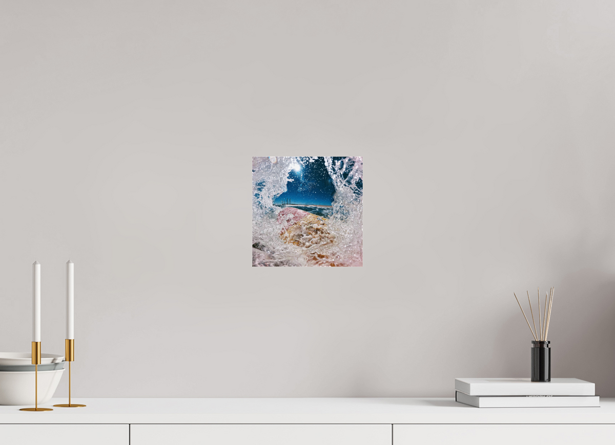 8 x 8″, Gallery Standard Acrylic Glass White Water Frame With Surfboard